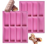 2 Moldes de Silicona para Barras de Granola, 27 x 21,5 cm, Molde de Barra de Chocolate, Molde de Barra de Cereales Energéticos, para Muffin, Pan de Maíz, Tarta de Queso, Budín, Pastel y Jabón