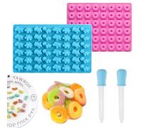 2 moldes de silicona para caramelos, molde de silicona para caramelos con cuentagotas, molde de silicona para chocolate, mini rosquillas redondas extra pequeñas, para caramelos, chocolate