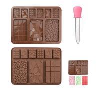 2 moldes de silicona para chocolate y 1 cuentagotas, moldes para barras de chocolates, moldes de dulces, moldes de silicona, adecuados para la fabricación de chocolate, pasteles y dulces