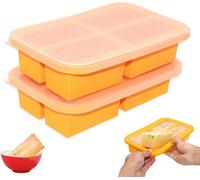 2 moldes de silicona para congelar, bandeja de silicona con tapa, contenedores Souper Cubes y moldes para cubitos de hielo, para sopa, caldo y salsas, latas apilables para porciones y almacenamiento