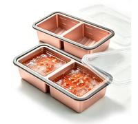 2 moldes de silicona para congelar cubitos de hielo con tapa, recipiente para preparar comida y sopa, sin BPA, apilable, molde de silicona para sopa, caldo, salsa, cubitos de hielo (2 rejillas)