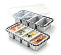 2 moldes de silicona para congelar cubitos de hielo con tapa, recipiente para preparar comida y sopa, sin BPA, apilable, bandeja de silicona para sopa, caldo, salsa, cubitos de hielo (4 rejillas)