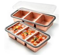 2 moldes de silicona para congelar cubitos de hielo con tapa, recipiente para preparar comida y sopa, sin BPA, apilable, molde de silicona para sopa, caldo, salsa, cubitos de hielo (3 rejillas)