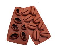 2 moldes de silicona para cubitos de hielo de granos de café 3D, 8 cavidades, caramelos, fondant, mousse, pasteles, chocolate, postre, jabón, cera, bandejas para cubitos de hielo