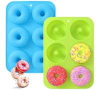 2 moldes de silicona para donuts, 6 cavidades de silicona antiadherente, resistente al calor, de -40 a 230 grados, bueno para hacer galletas, bagels, muffins.