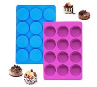 2 moldes de silicona para galletas de chocolate, 12 cavidades redondas