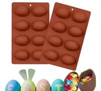 2 moldes de silicona para huevos de Pascua, 8 cavidades, grado alimenticio, sin BPA, antiadherente, apto para horno, para decoración de pasteles, chocolate, dulces, gelatina, pastelería, cubitos de