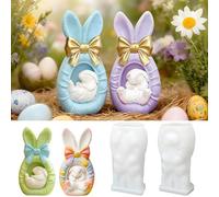 2 moldes de silicona para pascua, molde de silicona 3D, conejo, velas, conejo, huevo de Pascua, moldes de silicona para primavera para yeso y despertar de soja, primavera para manualidades