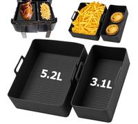 2 moldes de silicona para Philips Dual Basket Airfryer Serie 3000, molde de silicona para freidora de aire caliente, accesorios para Tefal EY9018 5,2/3,1 L, Cecotec 5,5/3,5 L, Lakeland 5L/3L, molde de