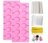 2 moldes de silicona para piruletas, moldes redondos para cubitos de hielo antiadherentes fáciles de desmoldear para pasteles dulces gelatinas y chocolate