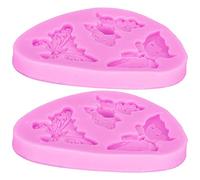 2 moldes de silicona para tartas con forma de mariposa rosa, antiadherente, molde para fondant para hornear postres, jabón hecho a mano, aromaterapia, yeso, suministros para