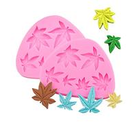 2 moldes de silicona para tartas, fondant, galletas, jabón, azúcar, pudín, chocolate, caramelos duros, postres, velas, decoración de ollas, hojas