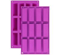 2 moldes de silicona rectangulares de 12 cavidades medianas para barra de granola, para nutrición/cereales, barra de energía, para chocolate, trufas, pan, brownie, queso, pudín de mantequilla