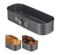 Relaxdays 2 x moldes para bizcochos, rectangulares, antiadherentes, base plana, para pasteles, 31 x 12 cm, antracita