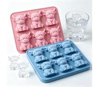 2 moldes para cubitos de hielo Highland Cow 6 compartimentos Mini 3D de vaca de montaña reutilizables de silicona para cubitos de hielo para whisky, cócteles, chocolate, regalo para los amantes de las