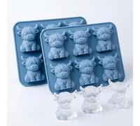 2 moldes para cubitos de hielo Highland Cow 6 compartimentos Mini 3D de vaca de montaña reutilizables de silicona para cubitos de hielo para whisky, cócteles, chocolate, regalo para los amantes de las