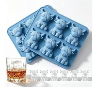 2 moldes para cubitos de hielo Highland Cow de silicona para cubitos de hielo, 3D, mini vaca montañosa, reutilizables, para bebidas, zumos, cócteles, cerveza y whisky, buenas ideas de regalo para