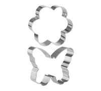 2 moldes para galletas con forma de flor, mariposa y mariposa, cortador de galletas, molde para cortar dulces, molde para hornear