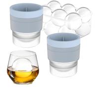 2 moldes para hacer bolas de hielo, molde redondo para cubitos de hielo, esfera de 2.5 pulgadas, moldes de silicona premium sin BPA, máquina de hielo de esfera de fácil liberación, regalos de bourbon