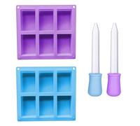 2 Moldes Rectangulares Y 2 Goteros, Moldes De Silicona, Accesorios De Bricolaje, Suministros De Cocina, Se Pueden Usar Para Hacer Jabón, Chocolate, Pasteles, Etc.
