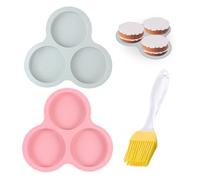 2 moldes redondos para freidora de aire caliente de 4 pulgadas con 1 pincel de aceite, tortilla de silicona, molde para tartas, bandeja para gofres antiadherente, herramientas para hornear, (rosa,