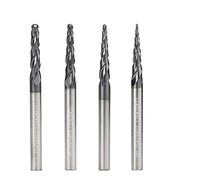 2 Molinos de extremo cónico de la nariz de la bola de la flauta 4 unids Tungsteno Sólido Carburo de carburo Nariz Caja de fresado de la nariz para el cono de metal CNC CNC Bits