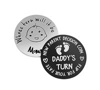 2 monedas de decisión para padres nuevos, regalo de embarazo para mamá y papá, regalos de revelación de género del bebé, regalos de baby shower, nacimiento, nuevos padres, regalos para parejas, moneda