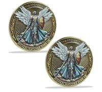 2 monedas de desafío cristiano The Archangel Michael Watches Over Us Salmo 91:10-11, regalos religiosos católicos inspiradores para hombres, regalos de confirmación para él, hijo, amigos, marido