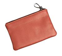 2 monederos de cuero genuino para hombre, carteras retro con capa de cabeza de vacuno, bolsa de tarjetas hecha a mano con cremallera, funda para llaves de coche, Brown, Talla única