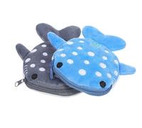 2 monederos de tiburón ballena azul y gris, monedero novedoso de tiburón, accesorios estéticos kawaii con cremallera, divertida cartera de felpa pequeña para niñas, monederos y bolsas para mujer,
