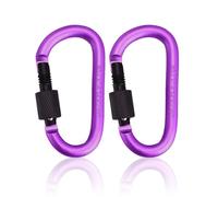 2 mosquetones de bloqueo con mosquetón, 7,8 cm, aleación de aluminio morado, con anillo en D, mosquetones de bloqueo para llavero, gancho para llavero, para camping, senderismo, viajes, pesca,