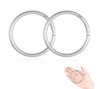 2 mosquetones grandes, 75 mm de diámetro exterior de mosquetón redondo, de aleación de zinc, llavero grande, adecuado para llaveros, bolsos, bolsas de senderismo, manualidades (plateado)