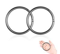 2 mosquetones grandes, 75 mm de diámetro exterior de mosquetón redondo, de aleación de zinc, llavero grande, adecuado para llaveros, bolsos, bolsas de senderismo, manualidades (negro)