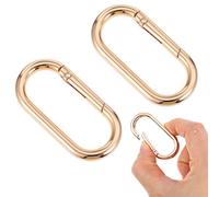 2 mosquetones ovalados de resorte, mosquetón de metal con anillas, mosquetones dorados, grandes, anillos en O, para llavero, bolso, accesorios, mosquetón (4,8 x 2,4 cm)