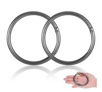 2 mosquetones redondos, mosquetones grandes, llaveros grandes, mosquetón, llavero, mosquetón, acero inoxidable, 75 mm de diámetro exterior para llaveros, bolsos, manualidades (negro)