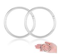 2 mosquetones redondos, mosquetones grandes, llaveros grandes, mosquetón, llavero, mosquetón, acero inoxidable, 75 mm de diámetro exterior para llaveros, bolsos, manualidades (plata)