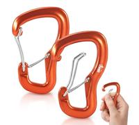 2 mosquetones resistentes, 8 kN (800 kg), mosquetones de bloqueo de doble puerta, gancho de alambre de resorte de aleación de aluminio ultraligero para actividades al aire libre, hamacas, camping