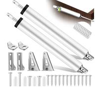 2 Muelle Cierrapuertas con Atenuación Neumática Muelle Puerta con Velocidad Variable y Ángulo Libre Cierra Puertas Automática de Aleación Aluminio para Puerta de Jardín Puertas Interiores (Plata)