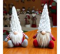 2 muñecas de Papá Noel sin rostro de felpa para decoración de interiores de Navidad que crean un ambiente festivo alegre en escritorios, mesas y estantes