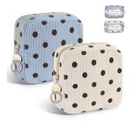 2 Neceser Compresas de Tela Bolsa para Salvaslip Compresas Reutilizables Algodon Postparto Tampones con Cremallera Mini Neceser Pequeño Viaje Portátil para Mujer Niñas Adolescent(Punto-Azul&Beige)