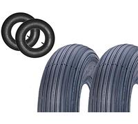 2 neumáticos + 2 cámaras de aire 3,50-8 neumáticos a rayas reforzadas 4PR ruedas carretilla