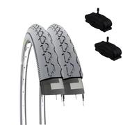 2 neumáticos 24 x 1 3/8 (37-540) + cámaras de Aire Americanas con neumáticos Grises para Cochecito/Silla de Ruedas