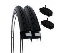 2 neumáticos 24 x 1 3/8 (37-540) + cámaras de válvula Americana neumáticos Negros para Cochecito/Silla de Ruedas de 24 Pulgadas