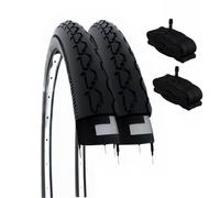 2 neumáticos 24 x 1 3/8 (37-540) + cámaras de válvula Americana neumáticos Negros para Cochecito/Silla de Ruedas de 24 Pulgadas