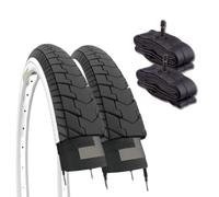 2 NEUMÁTICOS 24 X 1.75 (47-507) + 2 CÁMARAS DE Aire Schrader America para NEUMÁTICOS DE Carretera Blanco Negro Bicicleta Urbana GRAZIELLA 24" Bike Holland