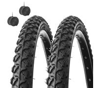 2 neumáticos 24 x 1,75 (47-507) + cámaras | Neumáticos para bicicleta con tacos negros MTB bicicleta Mountain Bike
