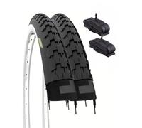 ECOVELO 2 Copertoni + 2 Camere D'aria America 26 X 2.00 (50-559) per MTB Country Mountain Bike Bici Bicicletta Nero Neumático, Negro, 26