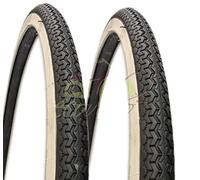 ECOVELO 2 neumáticos 26 x 1 3/8 (37-590) blancos negros Deestone para bicicleta holanda, carretera, adulto, bicicleta, vintage | Neumáticos de carretera blancos negros de goma para bicicleta
