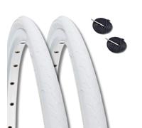 2 neumáticos 700 x 23 C (23-622) + 2 cámaras con válvula francesa neumático blanco para bicicleta de carretera BDC Singlespeed (válvula Presta francesa, 60 mm)