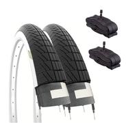 2 neumáticos de 20 x 1,75 pulgadas, negro/blanco + cámara interior para bicicleta de ciudad